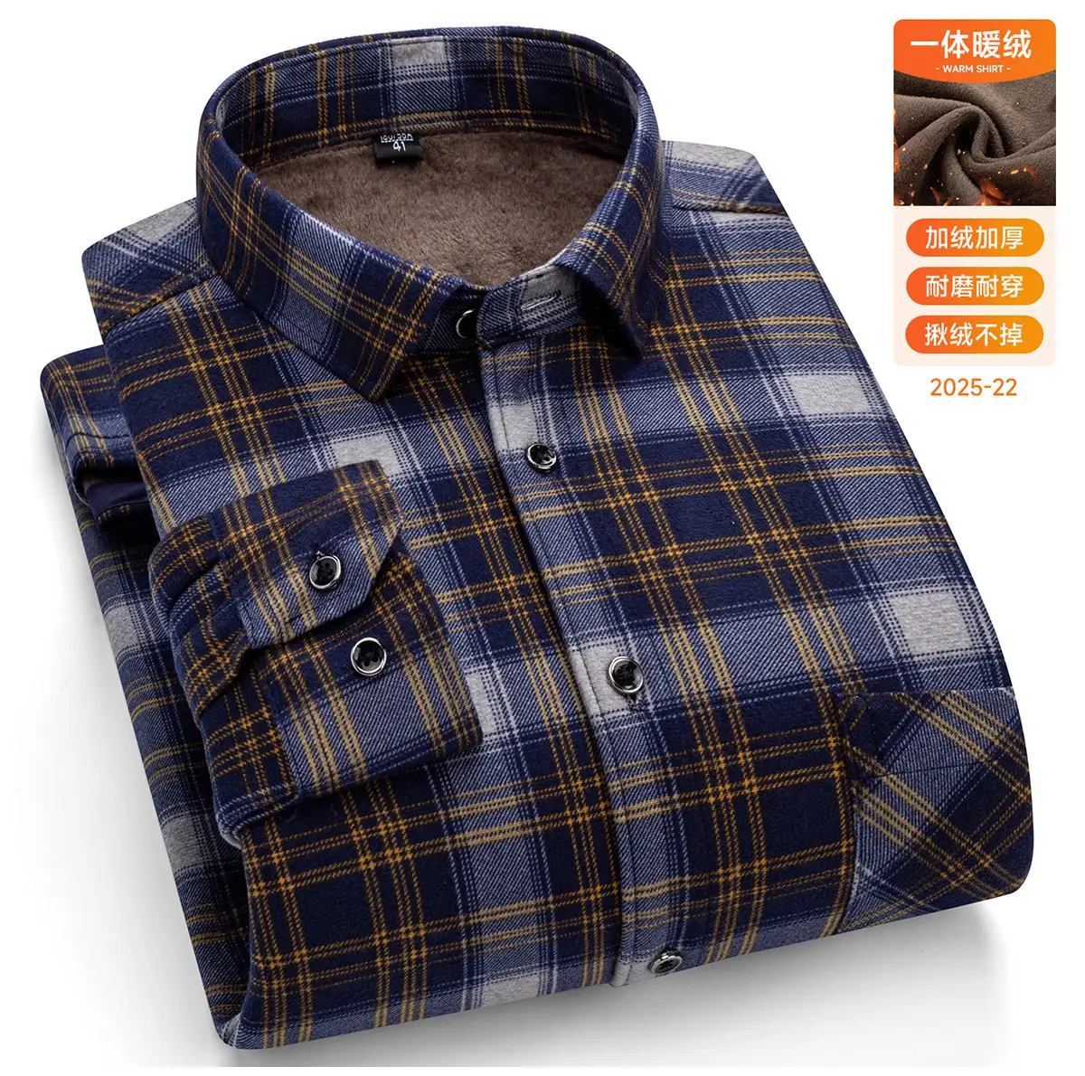 Men Plaid Velvet Shirt Double Sided Warm Winter - Image 11