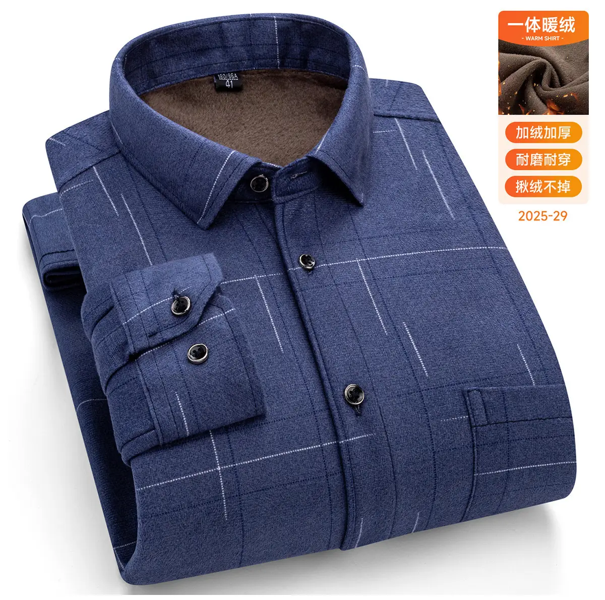 Men Plaid Velvet Shirt Double Sided Warm Winter - Image 17