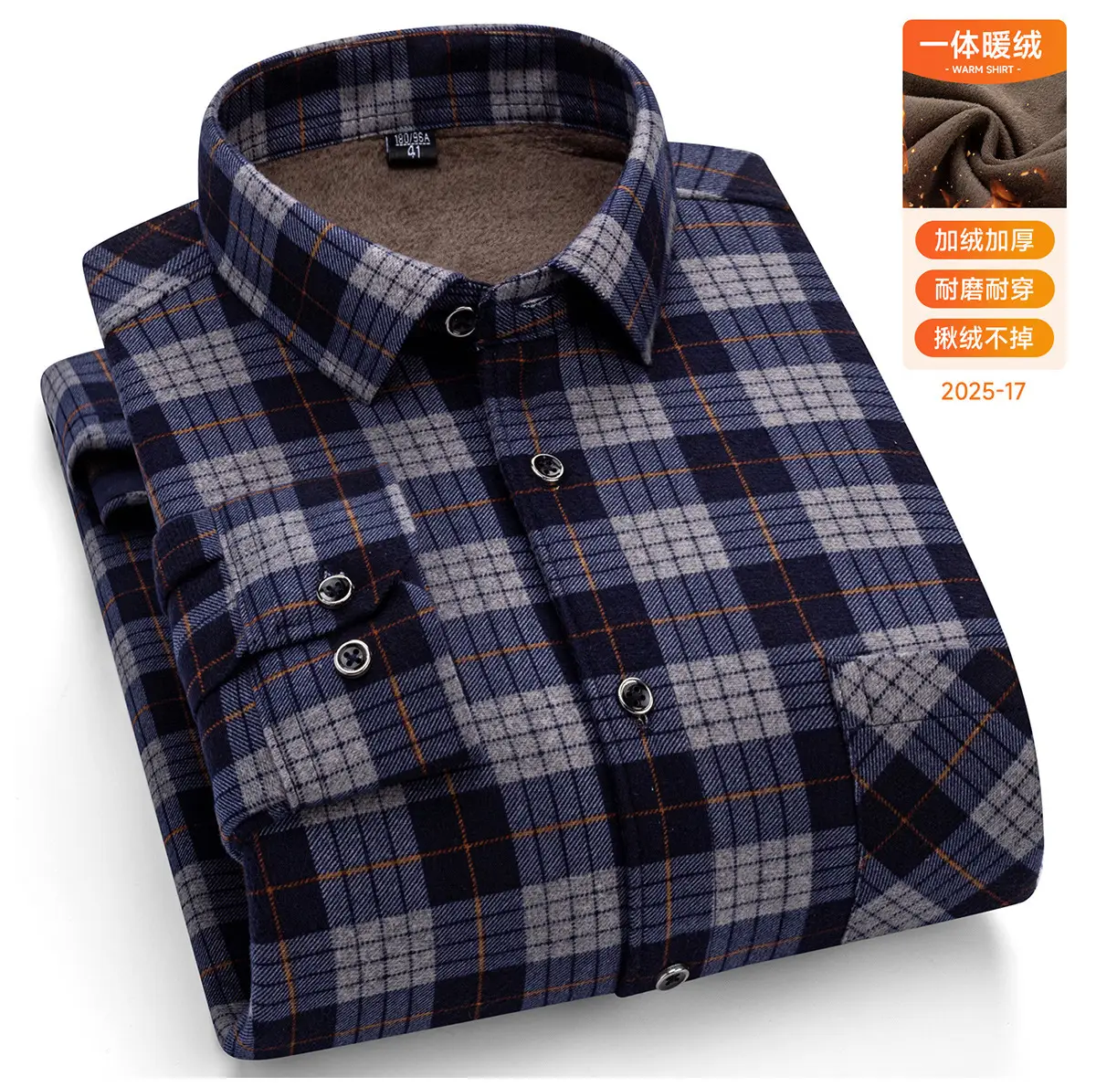 Men Plaid Velvet Shirt Double Sided Warm Winter - Image 6