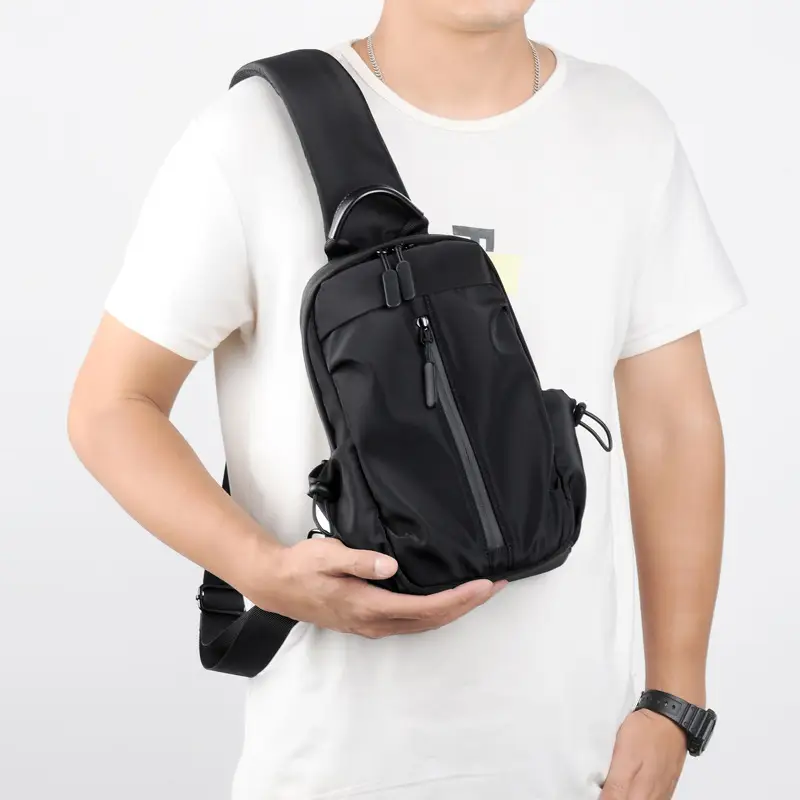 Men's Korean Style Grey Shoulder Crossbody Backpack - Image 6