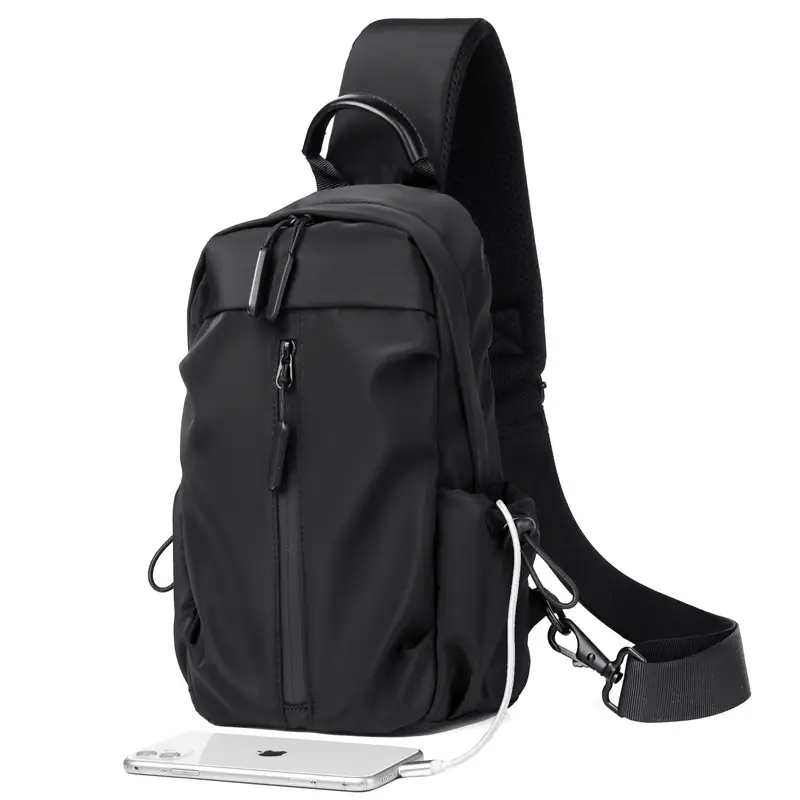 Men's Korean Style Grey Shoulder Crossbody Backpack - Image 3