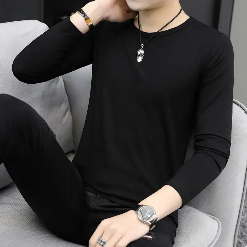Men White Long Sleeve Slim Fit T-Shirt - Image 4