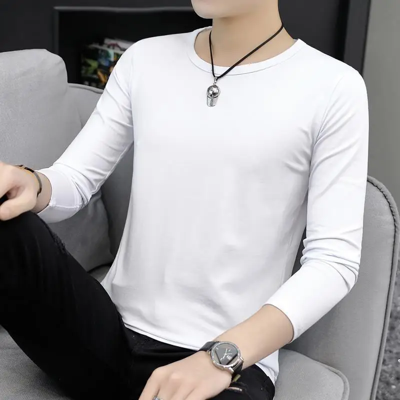 Men White Long Sleeve Slim Fit T-Shirt - Image 5