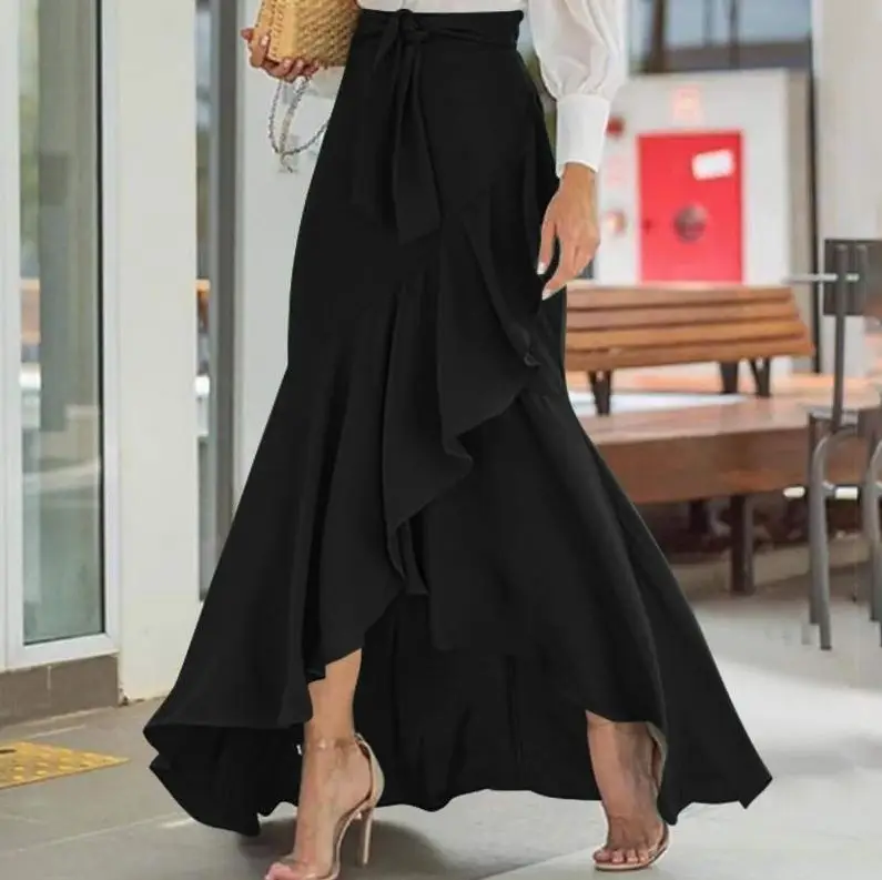 Black High Waist Irregular Lace Hip Fishtail Skirt - Image 6