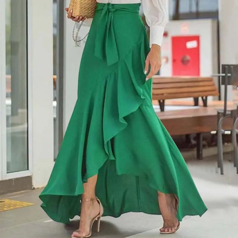 Black High Waist Irregular Lace Hip Fishtail Skirt - Image 7