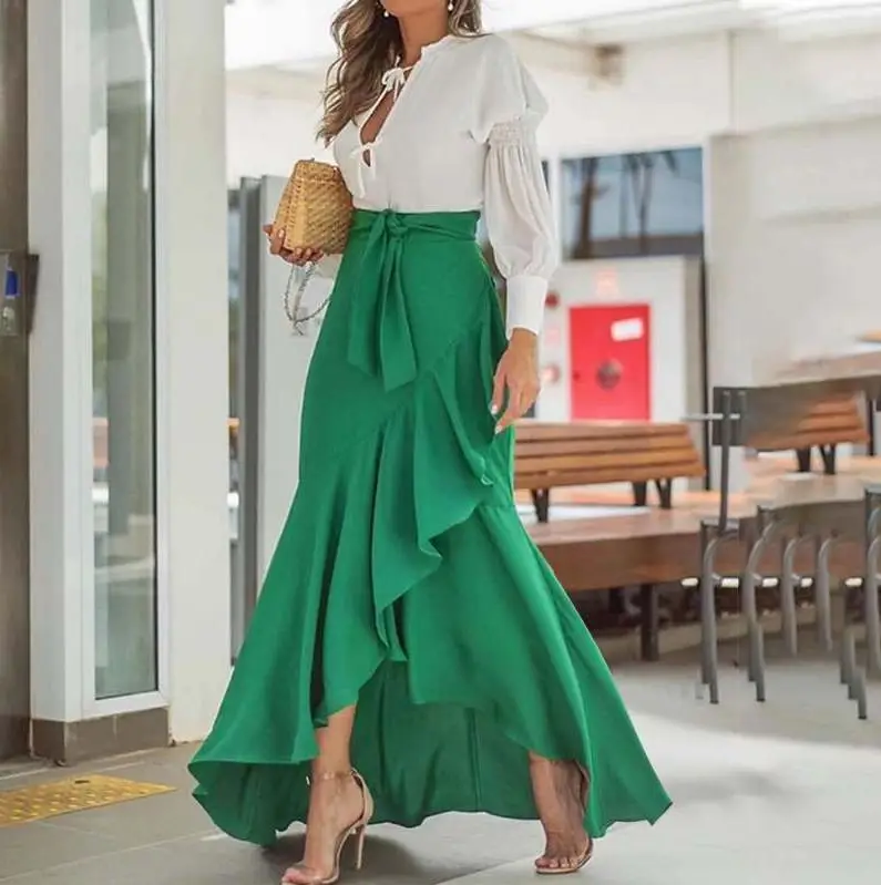 Black High Waist Irregular Lace Hip Fishtail Skirt - Image 3