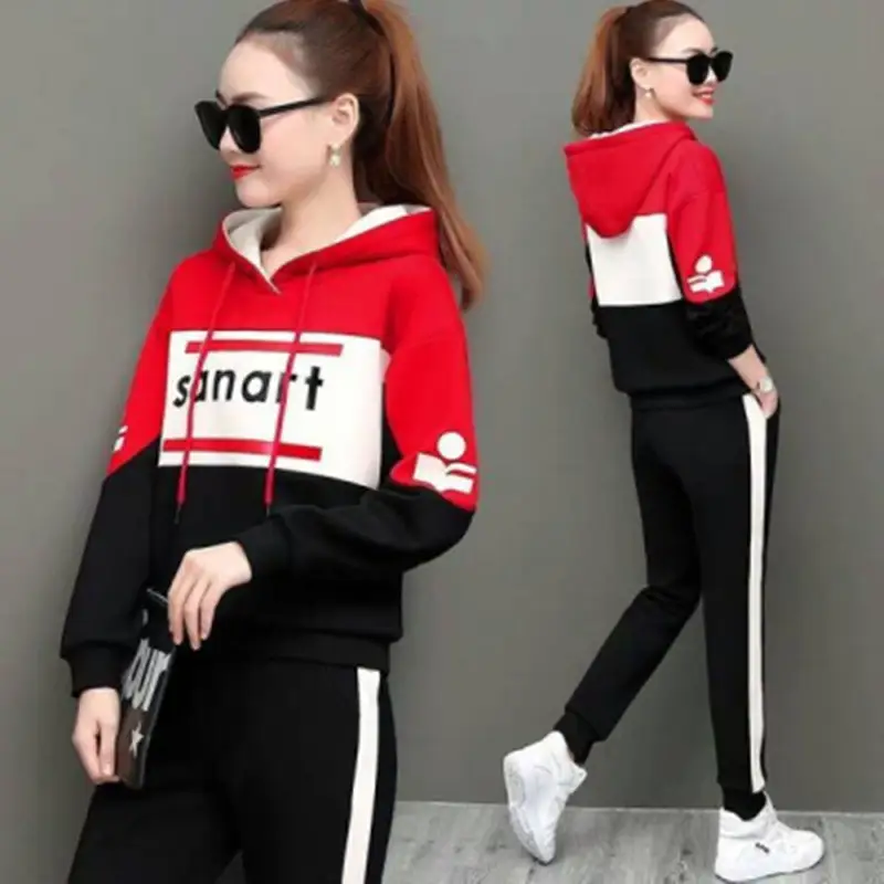 Women Korean Style Hooded Sweatshirt Set Green Black 2026 - Image 6