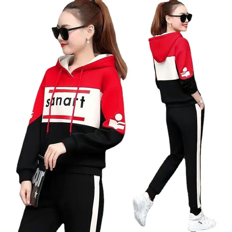 Women Korean Style Hooded Sweatshirt Set Green Black 2026 - Image 9