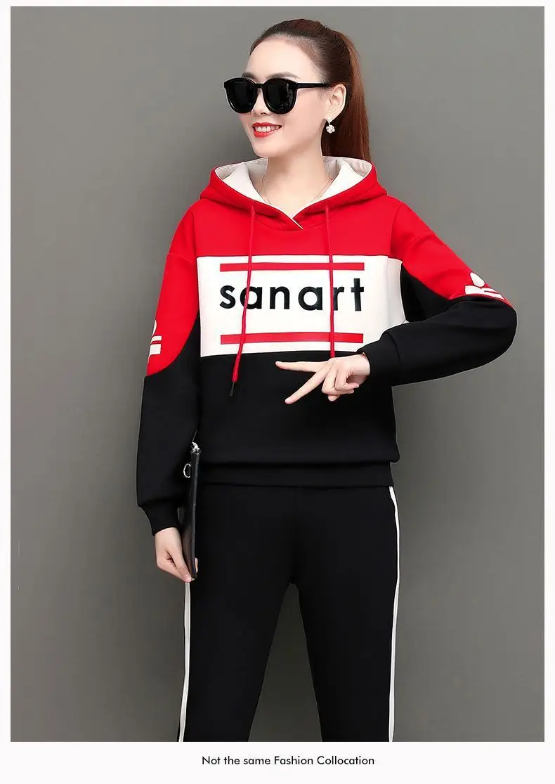 Women Korean Style Hooded Sweatshirt Set Green Black 2026 — feature 14