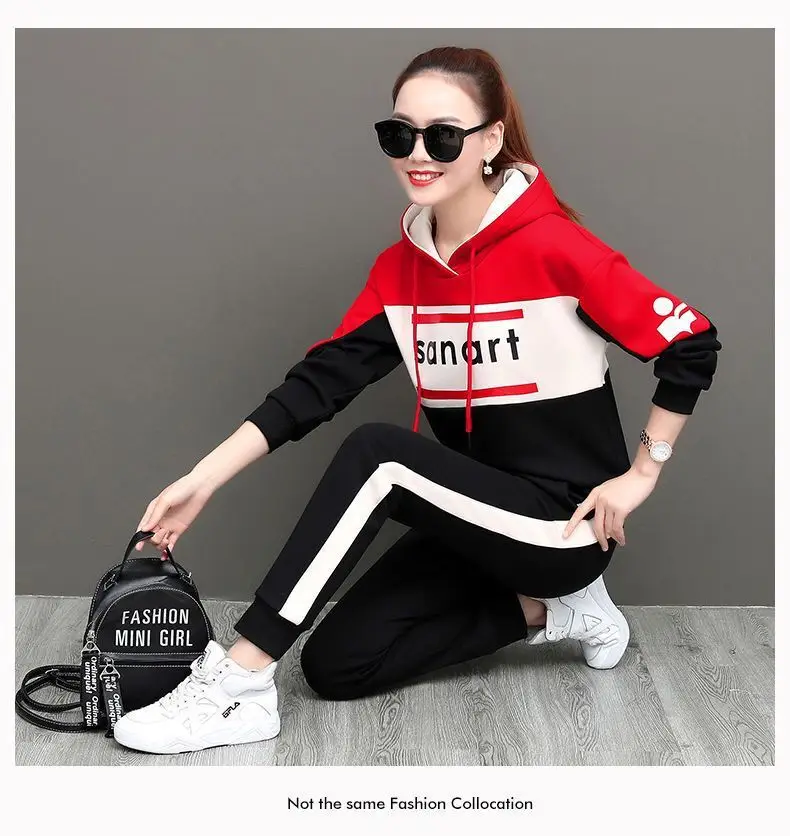 Women Korean Style Hooded Sweatshirt Set Green Black 2026 — feature 15