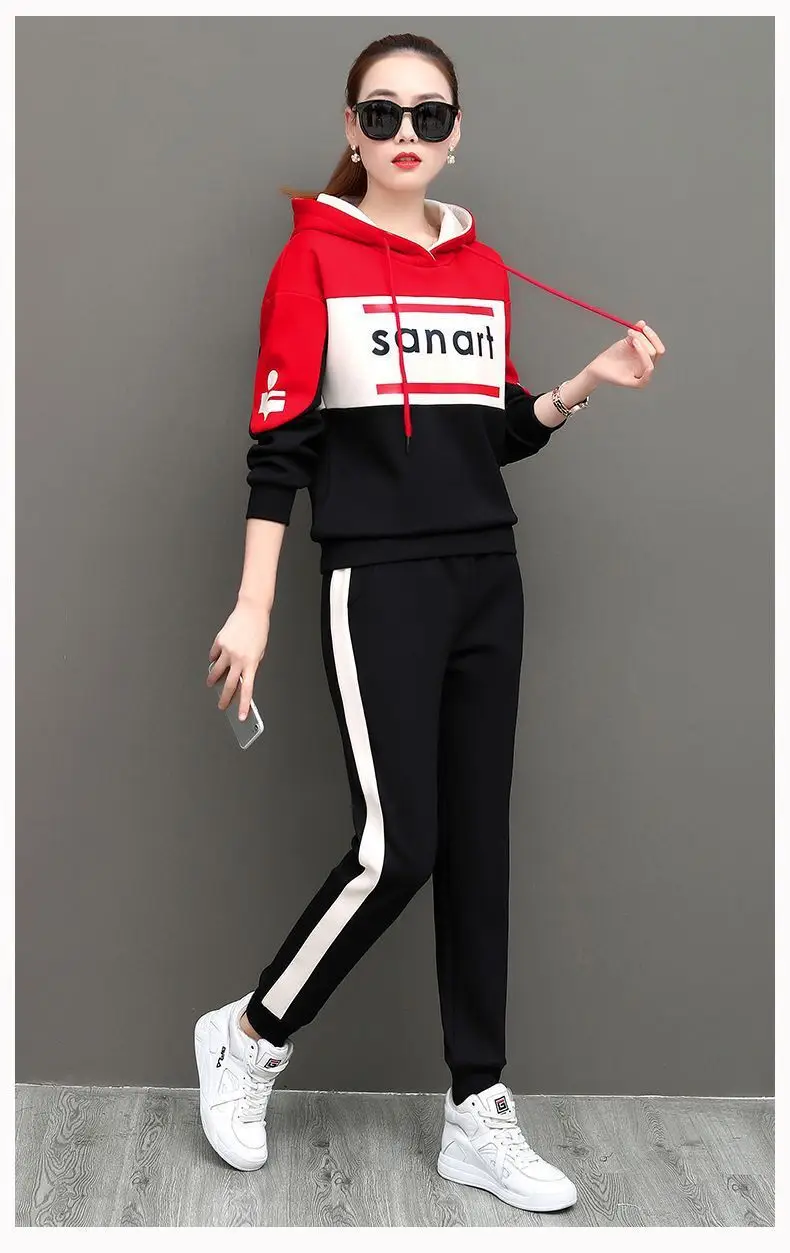Women Korean Style Hooded Sweatshirt Set Green Black 2026 — feature 16