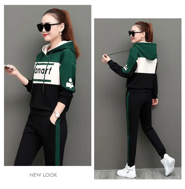 Women Korean Style Hooded Sweatshirt Set Green Black 2026 — feature 21