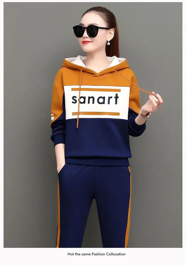 Women Korean Style Hooded Sweatshirt Set Green Black 2026 — feature 6