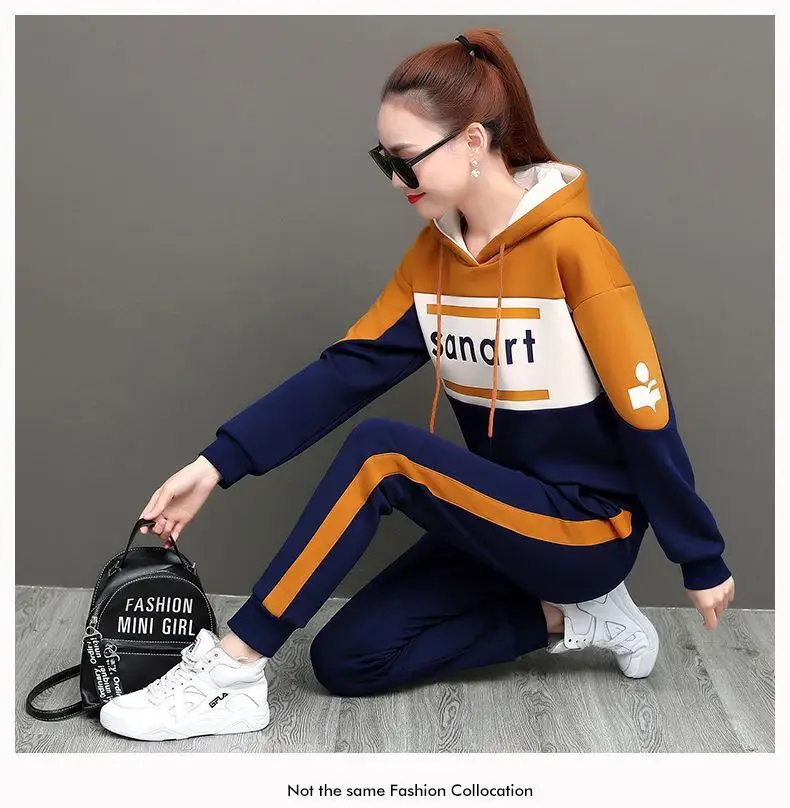 Women Korean Style Hooded Sweatshirt Set Green Black 2026 — feature 7