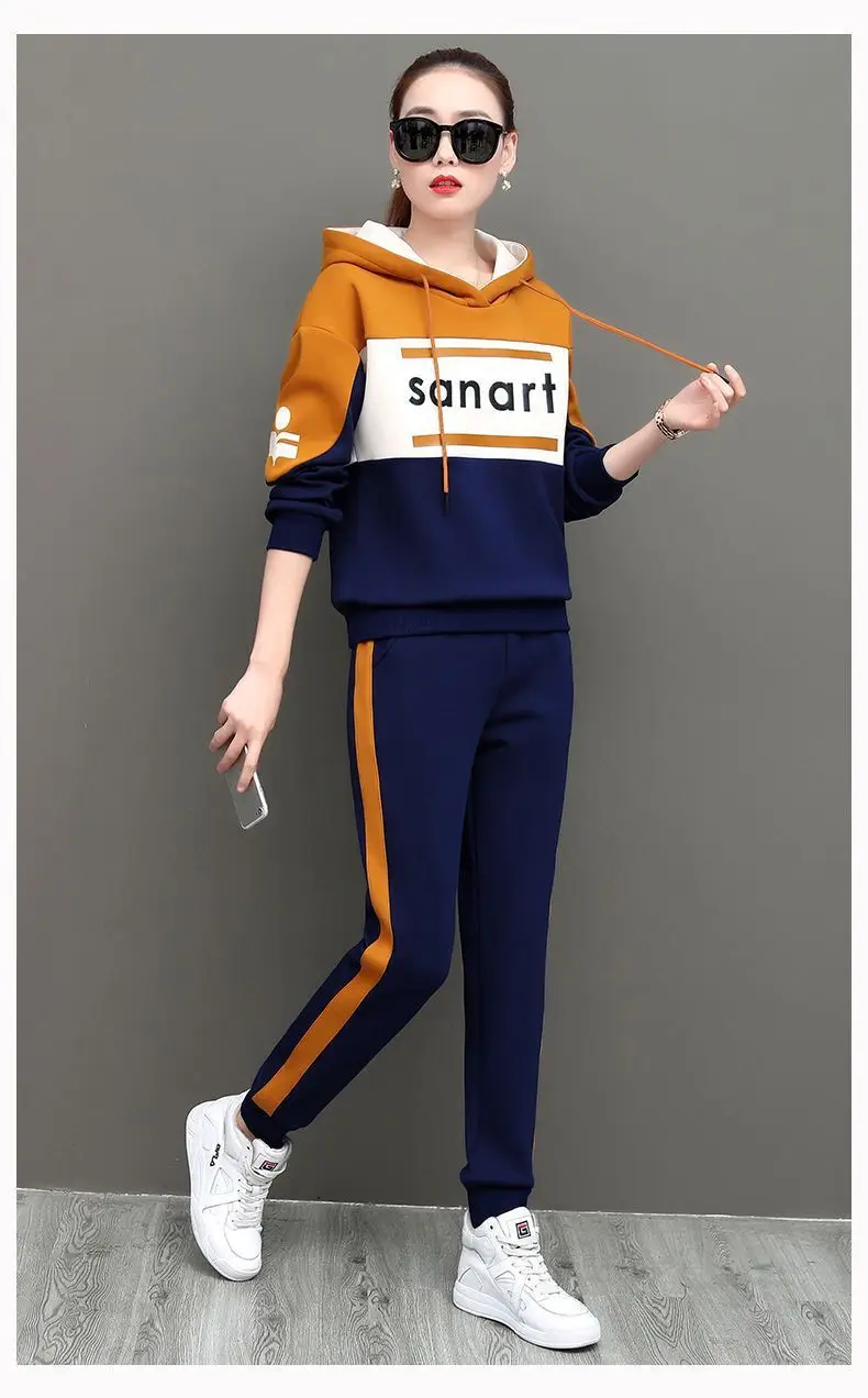 Women Korean Style Hooded Sweatshirt Set Green Black 2026 — feature 8