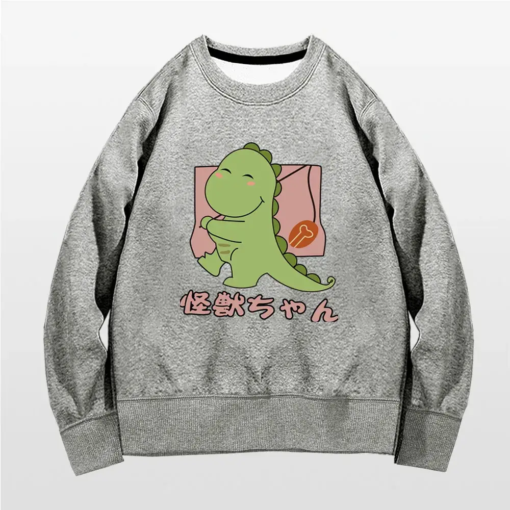 Men Women Grey Dinosaur Hooded Sweatshirt 2020