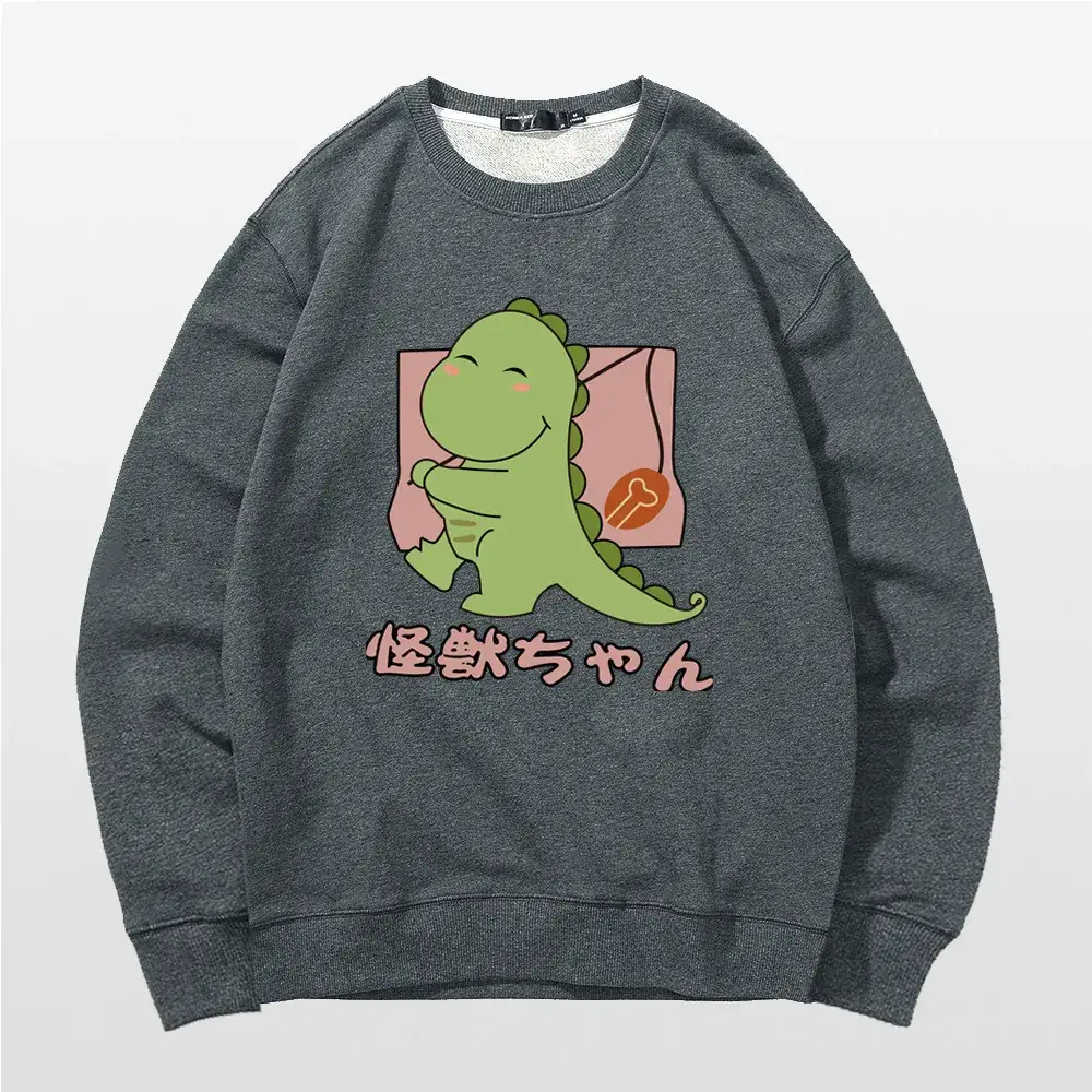Men Women Grey Dinosaur Hooded Sweatshirt 2020