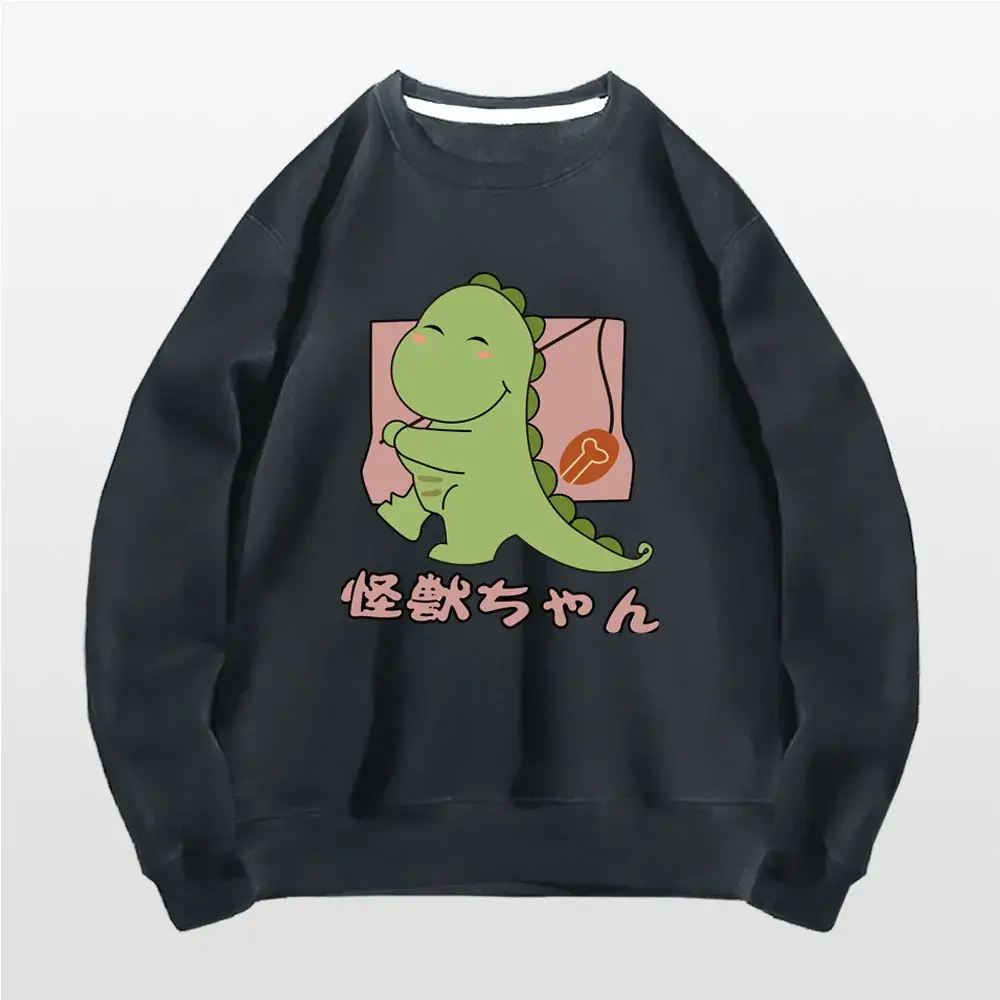 Men Women Grey Dinosaur Hooded Sweatshirt 2020