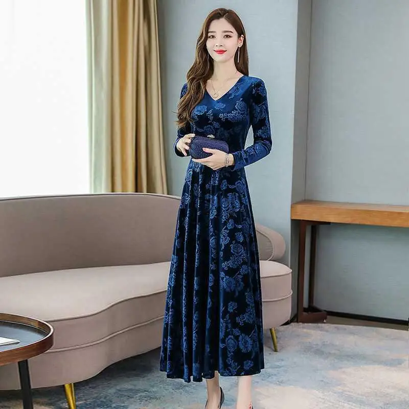 Green Printed Long Sleeve Women's Dress - Image 4