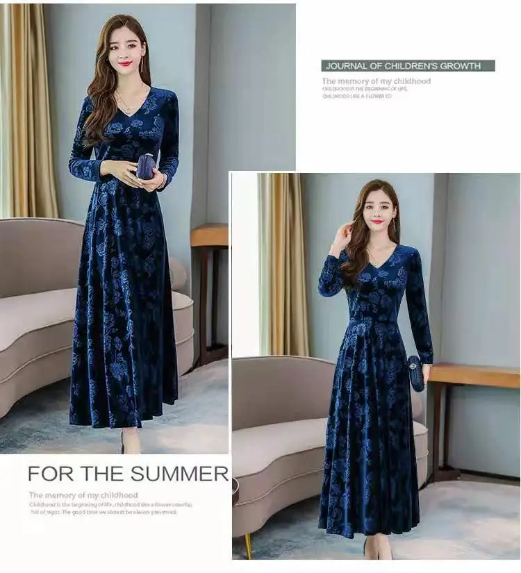 Green Printed Long Sleeve Women's Dress — feature 14