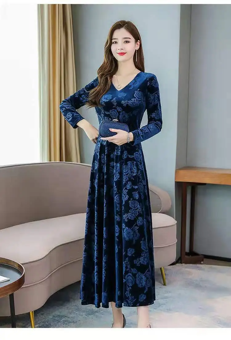 Green Printed Long Sleeve Women's Dress — feature 15