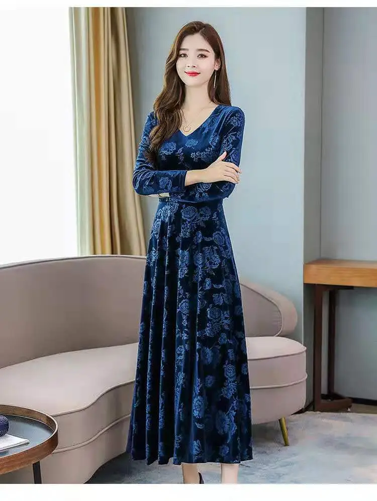Green Printed Long Sleeve Women's Dress — feature 16