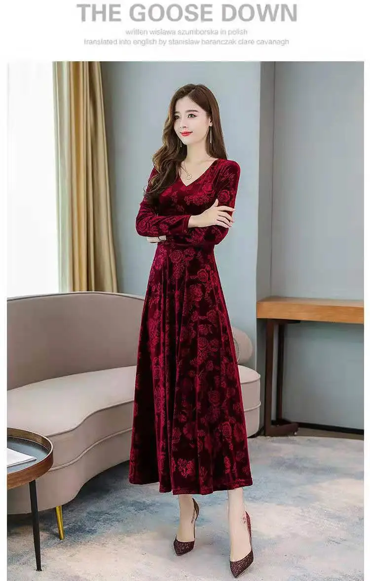 Green Printed Long Sleeve Women's Dress — feature 7