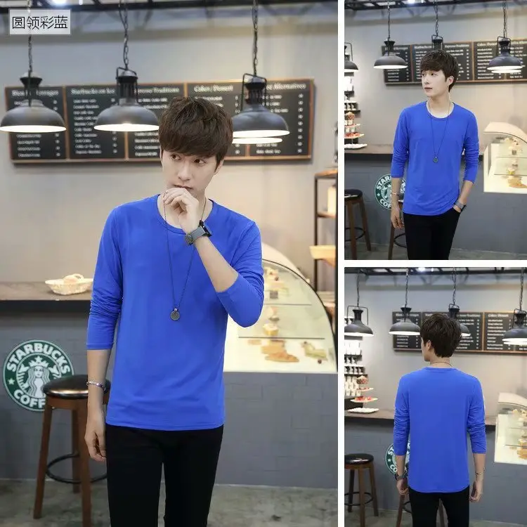 Men's White Slim V-Neck Long Sleeve T-Shirt - Image 14