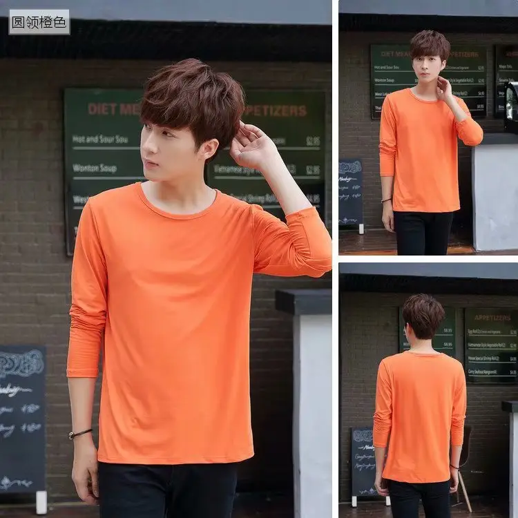 Men's White Slim V-Neck Long Sleeve T-Shirt - Image 15