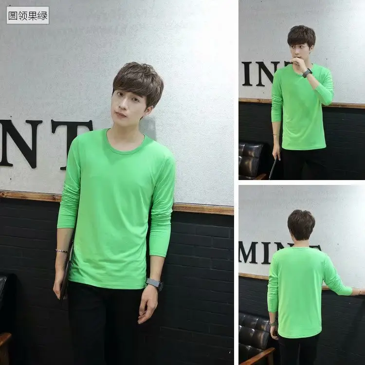 Men's White Slim V-Neck Long Sleeve T-Shirt - Image 16