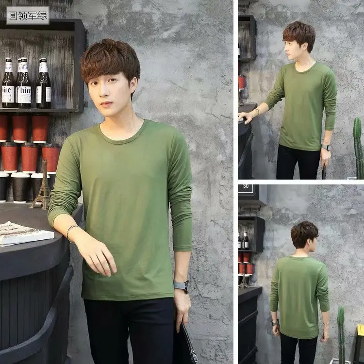 Men's White Slim V-Neck Long Sleeve T-Shirt - Image 19