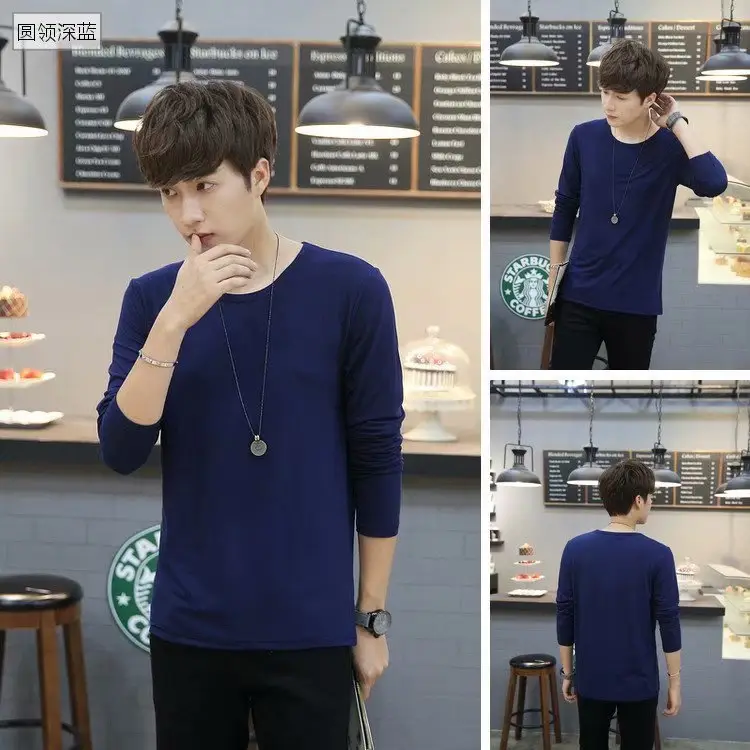 Men's White Slim V-Neck Long Sleeve T-Shirt - Image 20