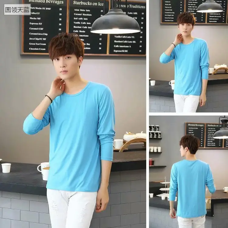 Men's White Slim V-Neck Long Sleeve T-Shirt - Image 21