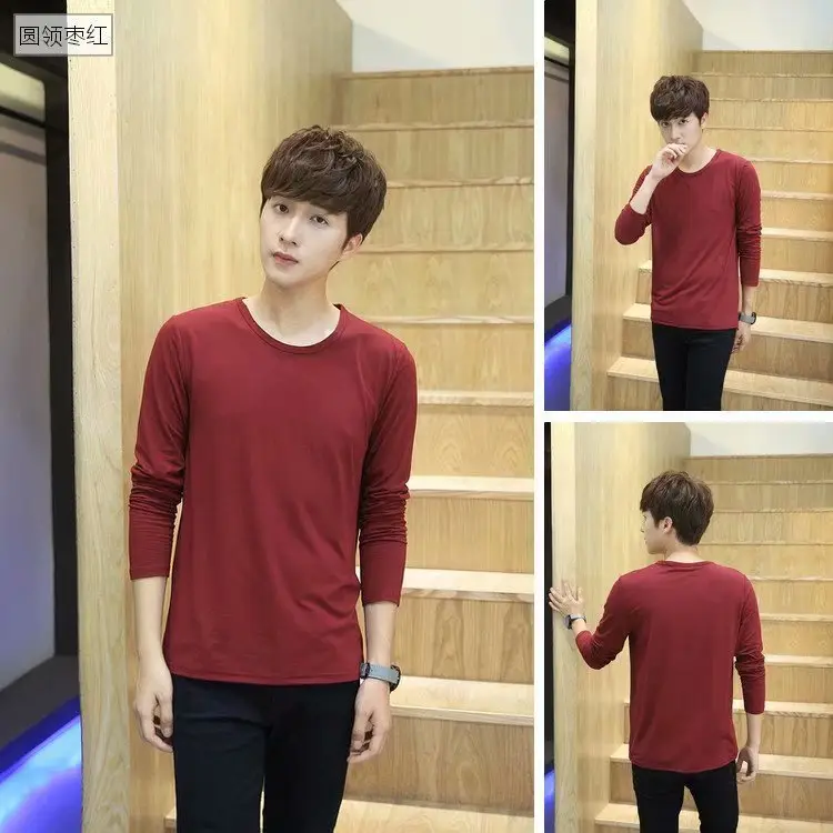 Men's White Slim V-Neck Long Sleeve T-Shirt - Image 22