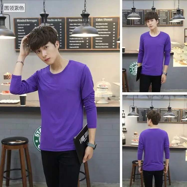Men's White Slim V-Neck Long Sleeve T-Shirt - Image 23