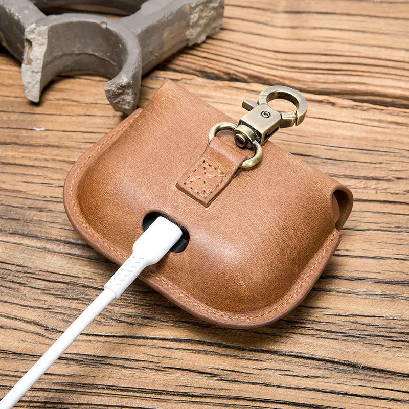 Maroon Leather Wireless Bluetooth Earphone Case - Image 6