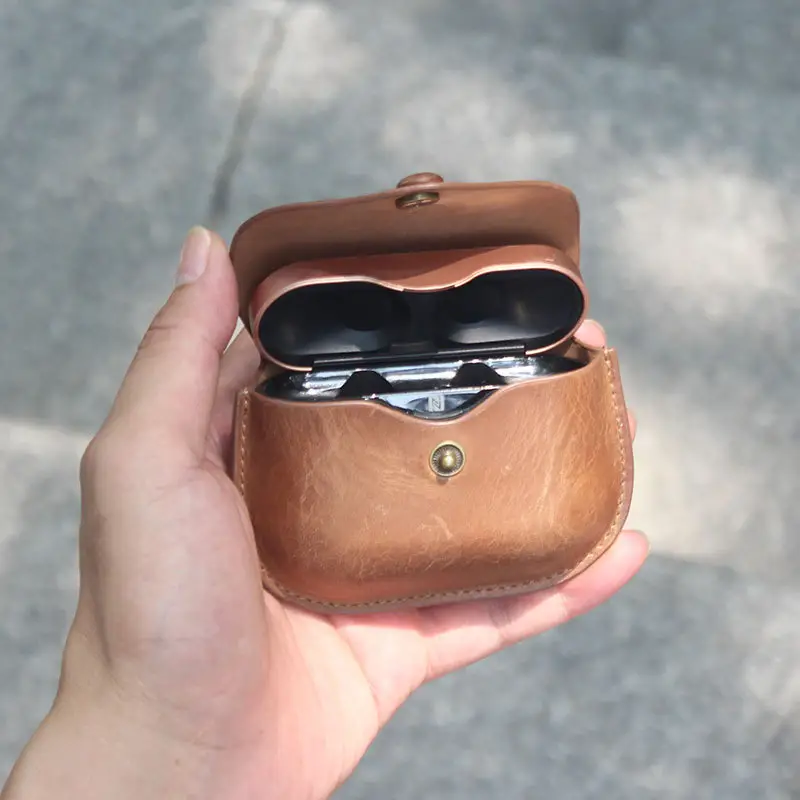Maroon Leather Wireless Bluetooth Earphone Case - Image 7