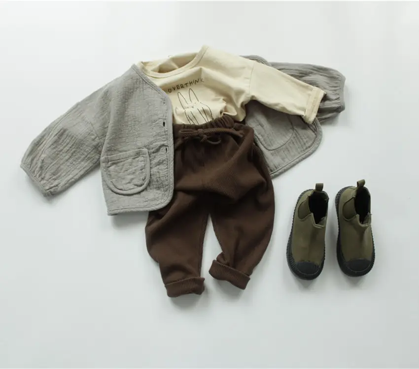 Korean Style Printed Cotton T-Shirt for Boys Girls Brown — feature 10