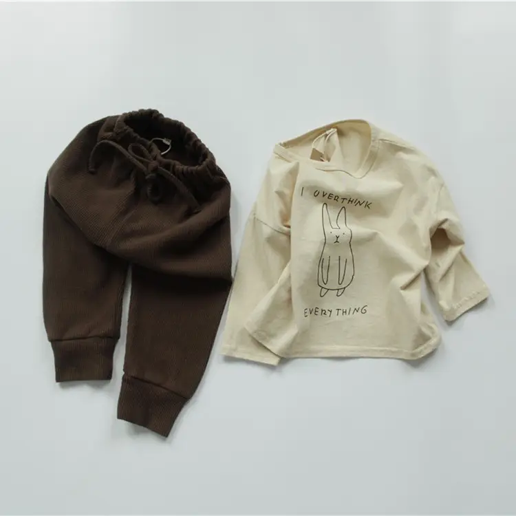 Korean Style Printed Cotton T-Shirt for Boys Girls Brown — feature 12