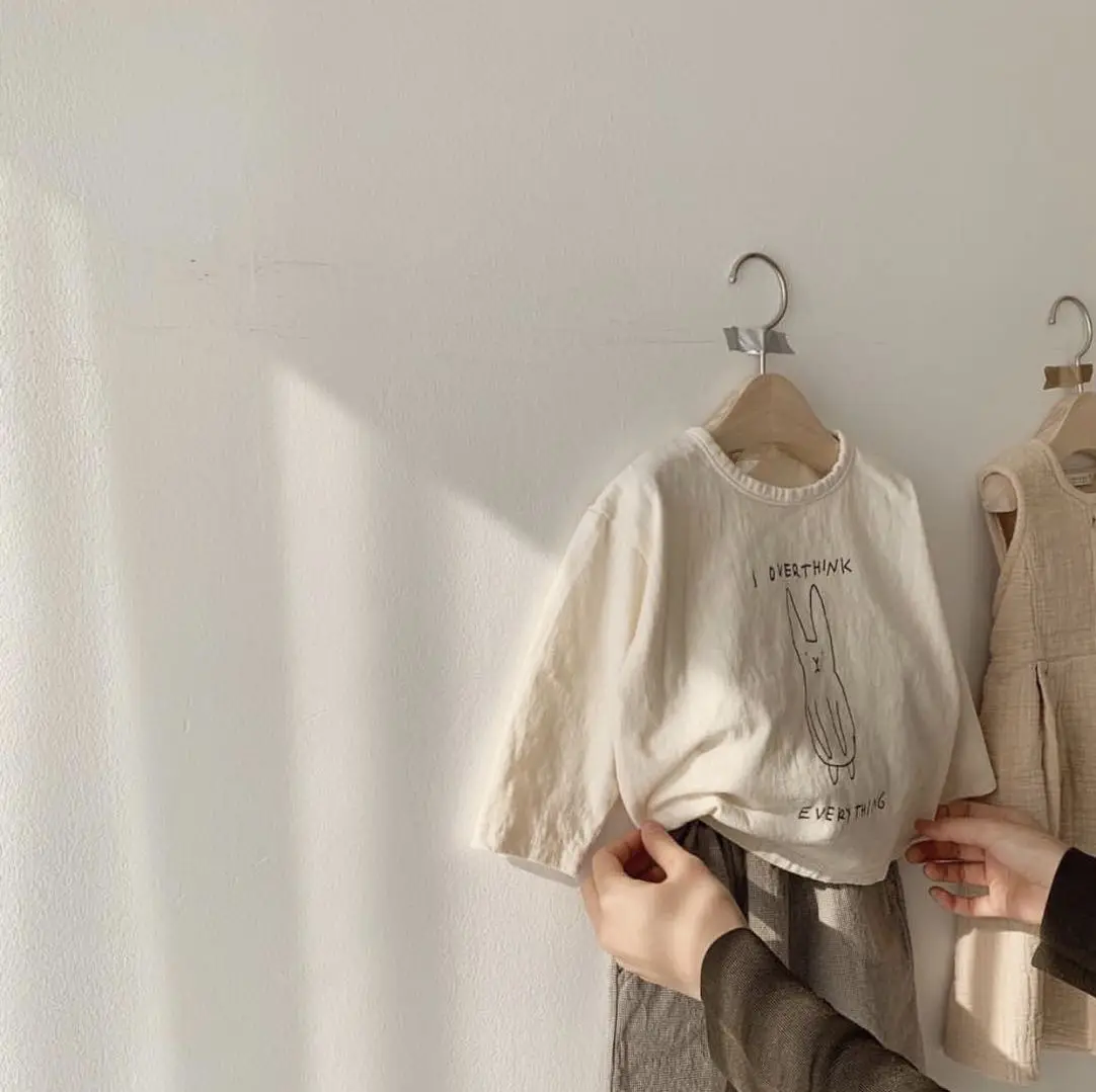Korean Style Printed Cotton T-Shirt for Boys Girls Brown — feature 16