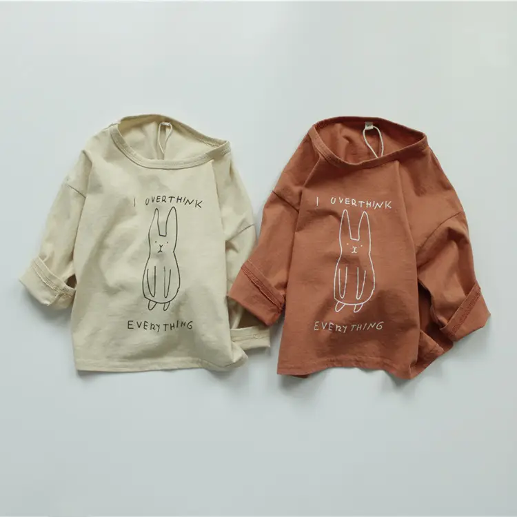 Korean Style Printed Cotton T-Shirt for Boys Girls Brown — feature 5