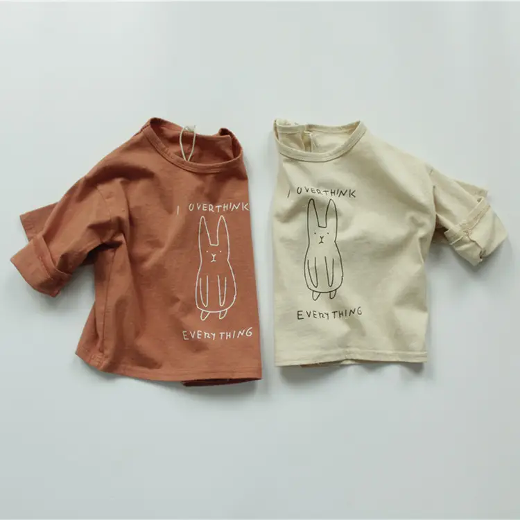 Korean Style Printed Cotton T-Shirt for Boys Girls Brown — feature 6