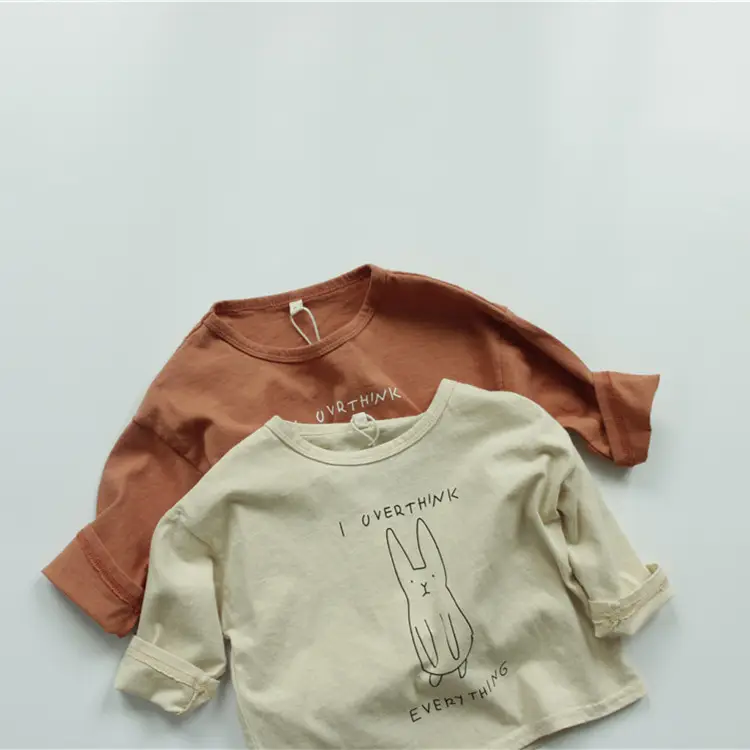 Korean Style Printed Cotton T-Shirt for Boys Girls Brown — feature 7