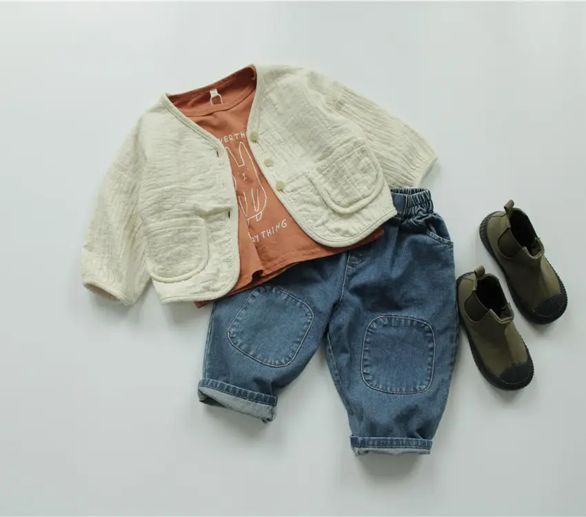 Korean Style Printed Cotton T-Shirt for Boys Girls Brown — feature 9
