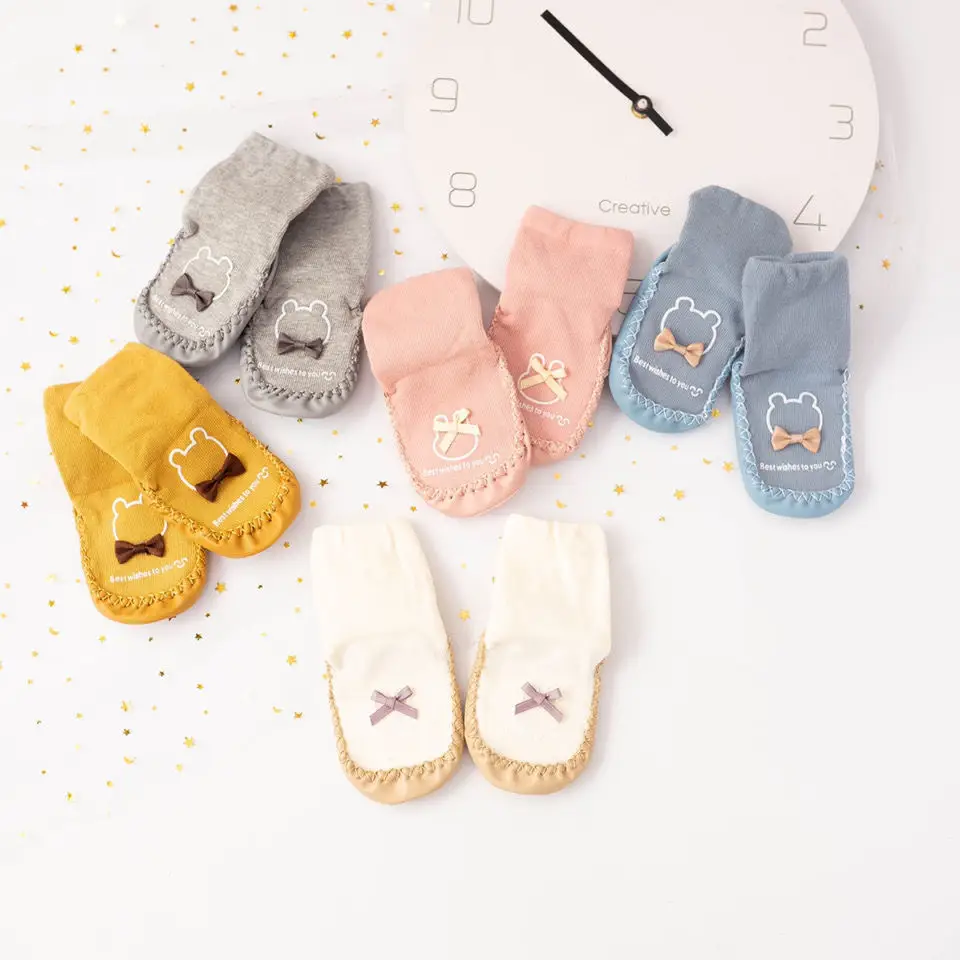 Grey Soft Baby Socks for Toddler Non-Slip Floor