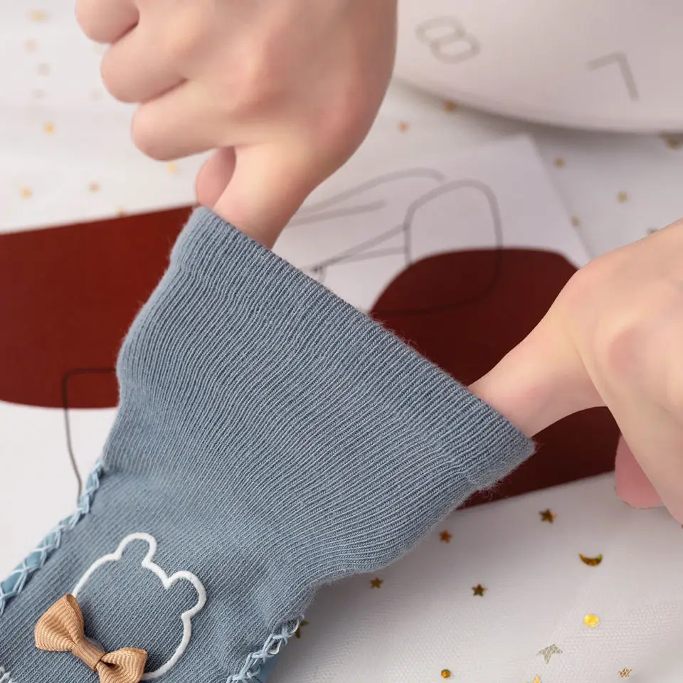 Grey Soft Baby Socks for Toddler Non-Slip Floor