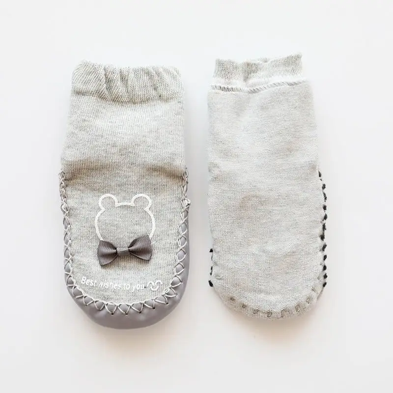 Grey Soft Baby Socks for Toddler Non-Slip Floor