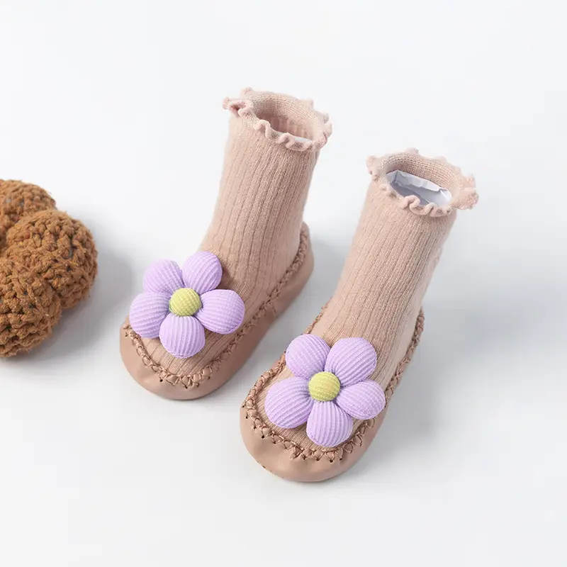 Grey Soft Baby Socks for Toddler Non-Slip Floor