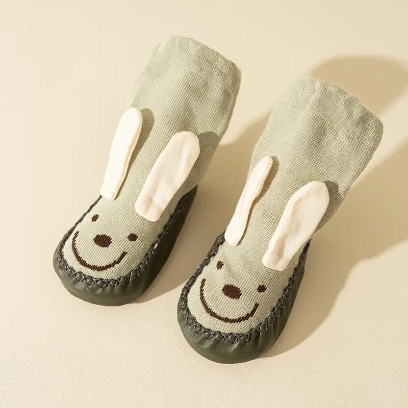 Grey Soft Baby Socks for Toddler Non-Slip Floor