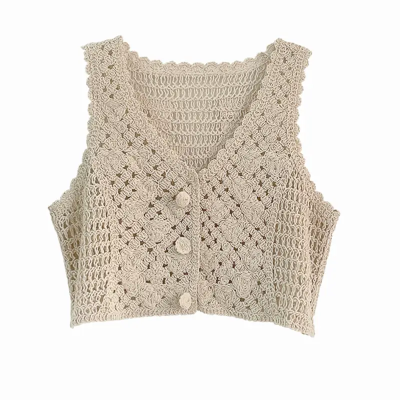 100% Cotton Korean Style Knitted Vest Blue V-Neck - Image 4